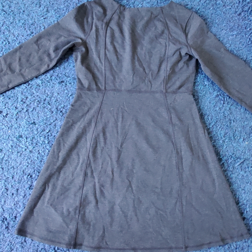 Athleta Two-Tone Quarter Zip A-Line Mini Dress Long Sleeve Gray & Black Size MP - Picture 4 of 9